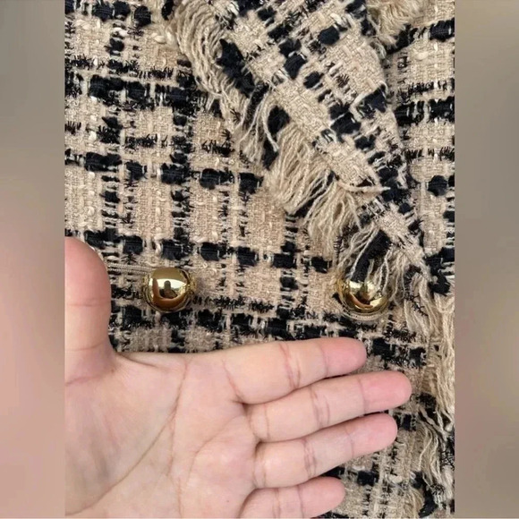 Kate Spade - Tan & Black Plaid Tweed Blazer size 4 - Picture 5 of 12